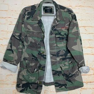 Carbon, “Good Vibes” distressed camp jacket, SM